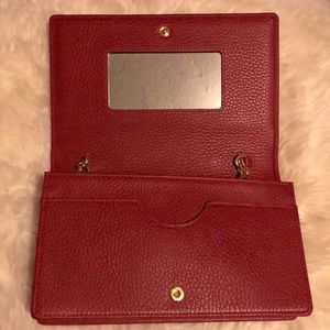 gg marmont leather mini chain bag red